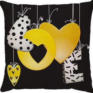 Capa de Almofada Preta Love Amarelo