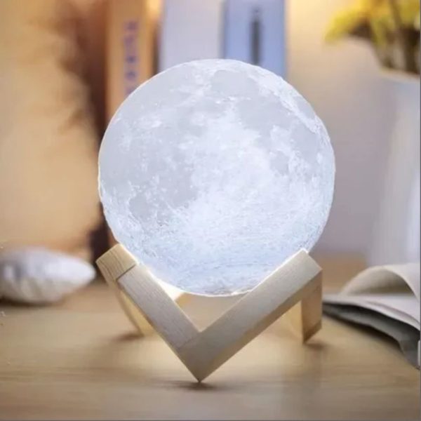 Luminária Lua cheia 3D com suporte de mesa - Image 2