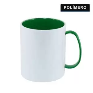 Caneca branca personalizada de Polímero com interior verde