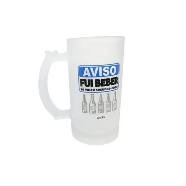 Caneca chopp cerveja vidro fosco frases 450 ML