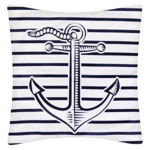 Capa de Almofada Branca Ancora Azul