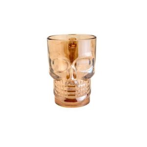 Caneca de vidro chopp caveira Âmbar