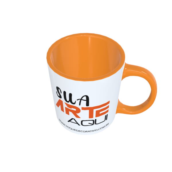 Caneca branca personalizada com interior laranja - Image 2