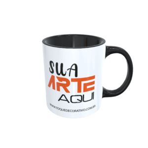 Caneca personalizada branca com interior preto