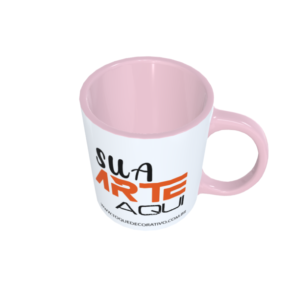Caneca personalizada branca com interior rosa - Image 2
