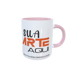 Caneca personalizada branca com interior rosa