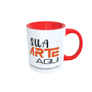 Caneca personalizada branca com interior vermelho