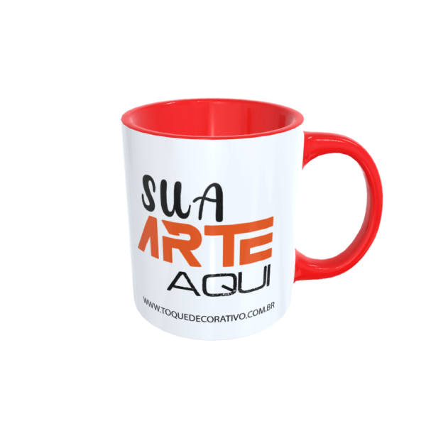 Caneca personalizada branca com interior vermelho