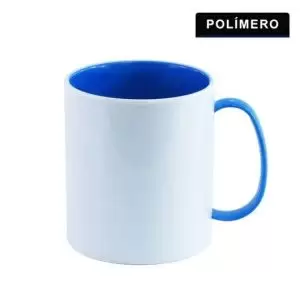 Caneca branca personalizada de Polímero com interior azul