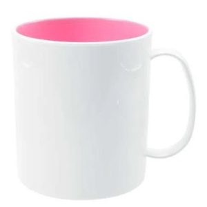 Caneca branca personalizada de Polímero com interior rosa