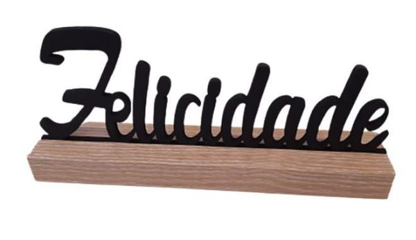 Palavra Felicidade em MDF