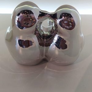 Enfeite de porcelana passarinho prata