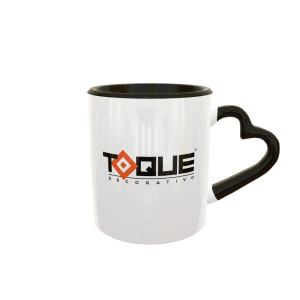 Caneca branca com alça de coração preta personalizada