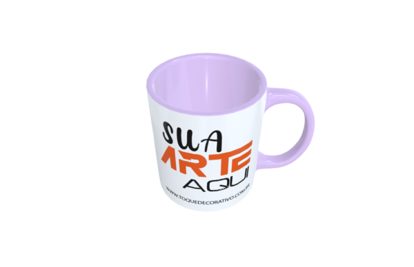Caneca personalizada branca com interior lilás - Image 2
