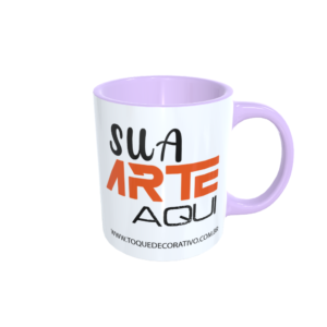 Caneca personalizada branca com interior lilás