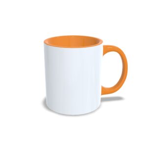 Caneca branca personalizada com interior laranja